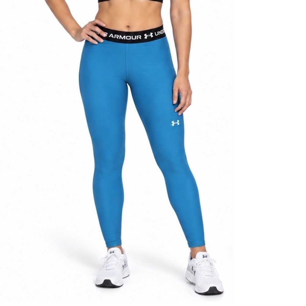 Under Armour HeatGear Compression Leggings Blue XL Sporty Activewear Gym 110-47